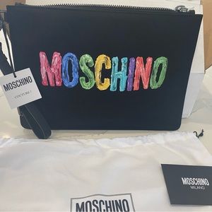New in box Moschino Paint effect Logo Pouch
